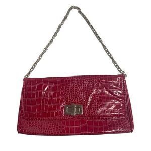 WHITE HOUSE BLACK MARKET‎ Croc Style Women’s Shoulder Bag Turn Lock Evening Bag